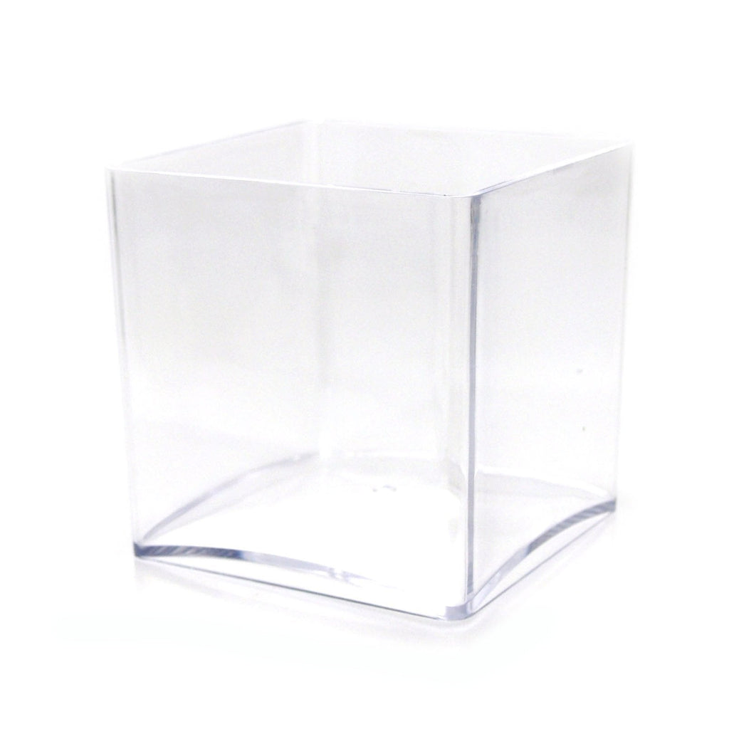Clear Acrylic Cube Vase Display, 5-Inch x 5-Inch