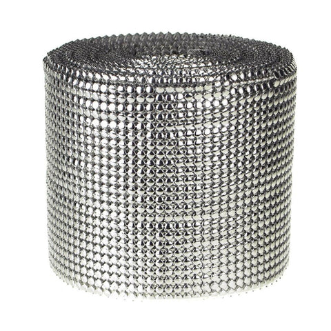 Round Bead Mesh Wrap Ribbon 4-3/4-Inch, 10 Yards, Silver