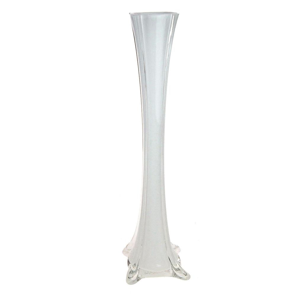 Tall Eiffel Tower Glass Vase Centerpiece, 8-Inch, White