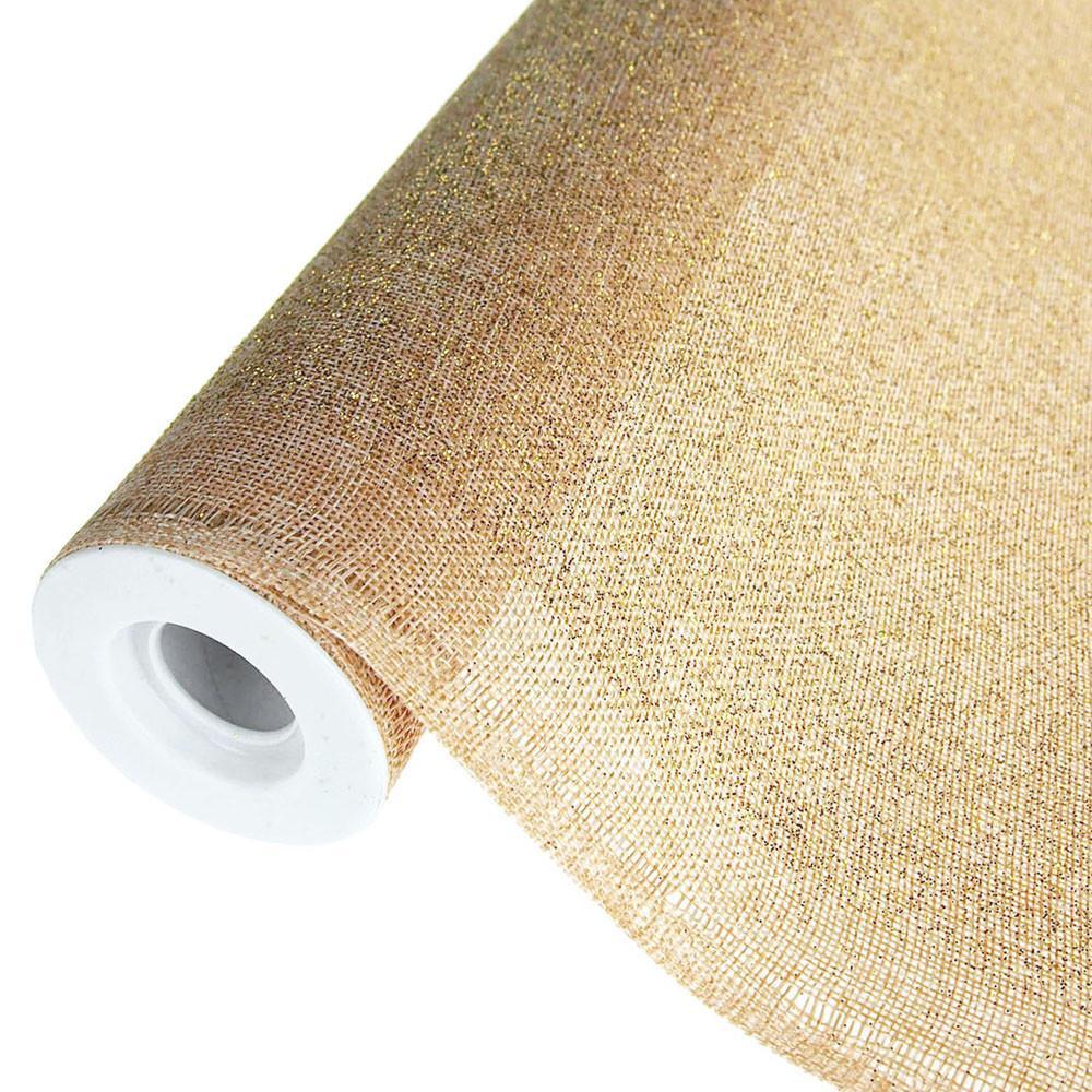 Faux Burlap Roll with Glitters, Natural, 19-Inch, 5 Yards