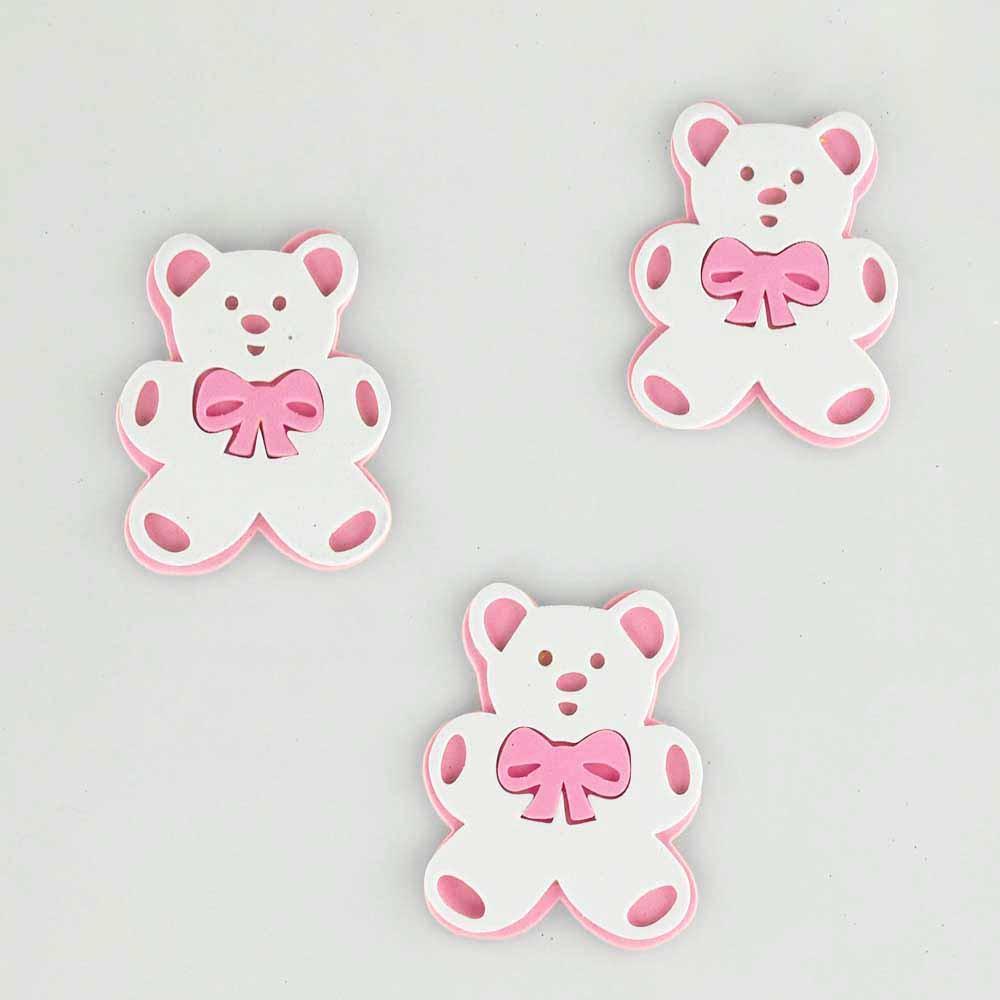 Baby Teddy Bear Foam Decor, 3-Inch, 3-Piece, Light Pink