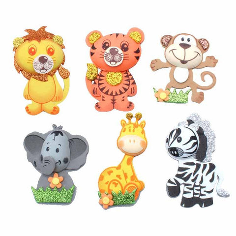 Safari Animals Foam Foam Decor, 6-pairs, Small
