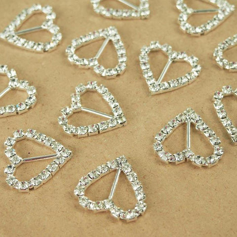 Rhinestone Crystal Buckles, 1-inch, 12-Piece, Heart