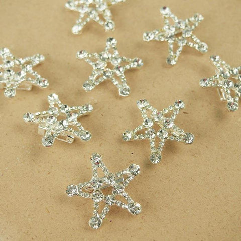 Rhinestone Crystal Pin Brooch, 1-1/4-inch, 8-Piece, Star