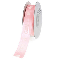 Its A Boy/Girl Print Satin Ribbon, 7/8-inch, 25-yard