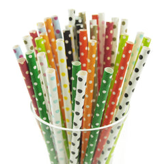 Small Dots Paper Straws, 7-3/4-inch, 25-Piece