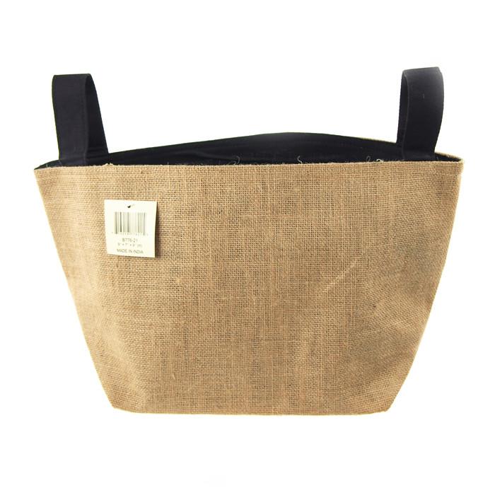 Burlap Storage Basket Bag with Black Lining, 9-Inch