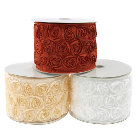 French Rosette Wired Ribbon, 4-inch, 5-yard