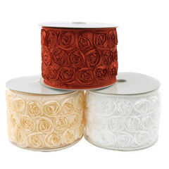 French Rosette Wired Ribbon, 4-inch, 5-yard