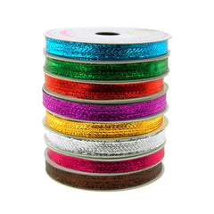 Solid Metallic Holiday Christmas Wired Ribbon, 3/8-Inch, 10 Yards