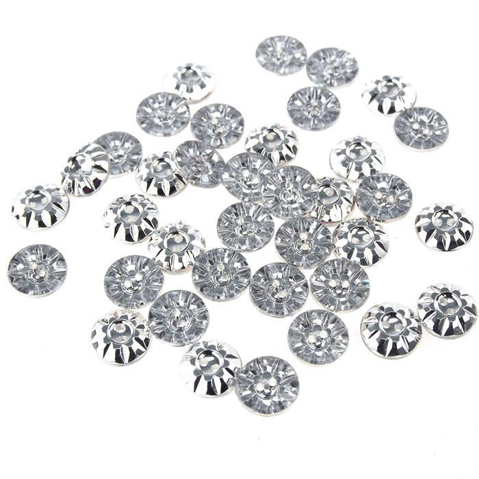 Acrylic Silver Round Buttons, 1/2-Inch, 40-Piece