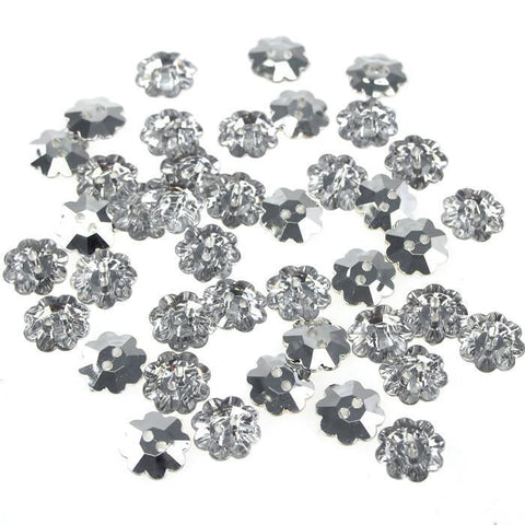 Acrylic Silver Flower Buttons, 1/2-Inch, 40-Piece