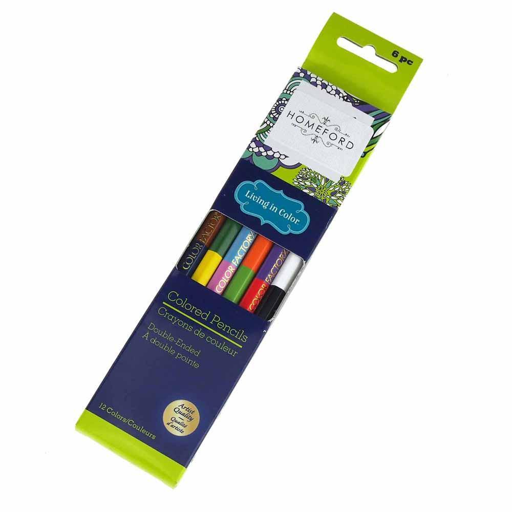 Double Ended Colored Pencils, Multi-Color, 6-Count