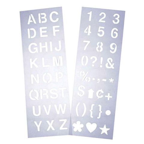 Alphabet Letter & Number Stencil Set, 1-Inch, 2-Sheets