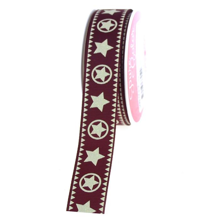 Western Star Burgundy Grosgrain Ribbon, 7/8-inch, 3-yard