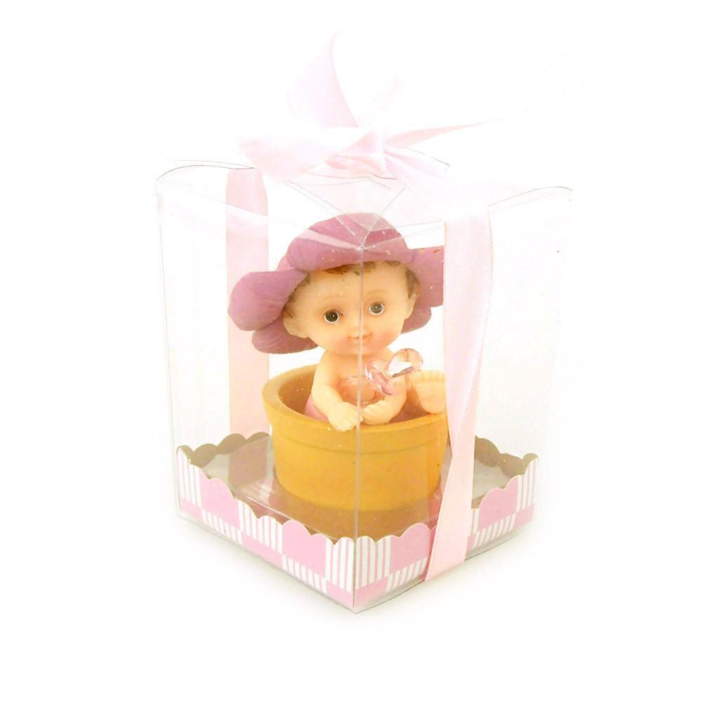 Baby Favors Souvenir, 4-1/2-Inch, Flower Pot Baby, Light Pink