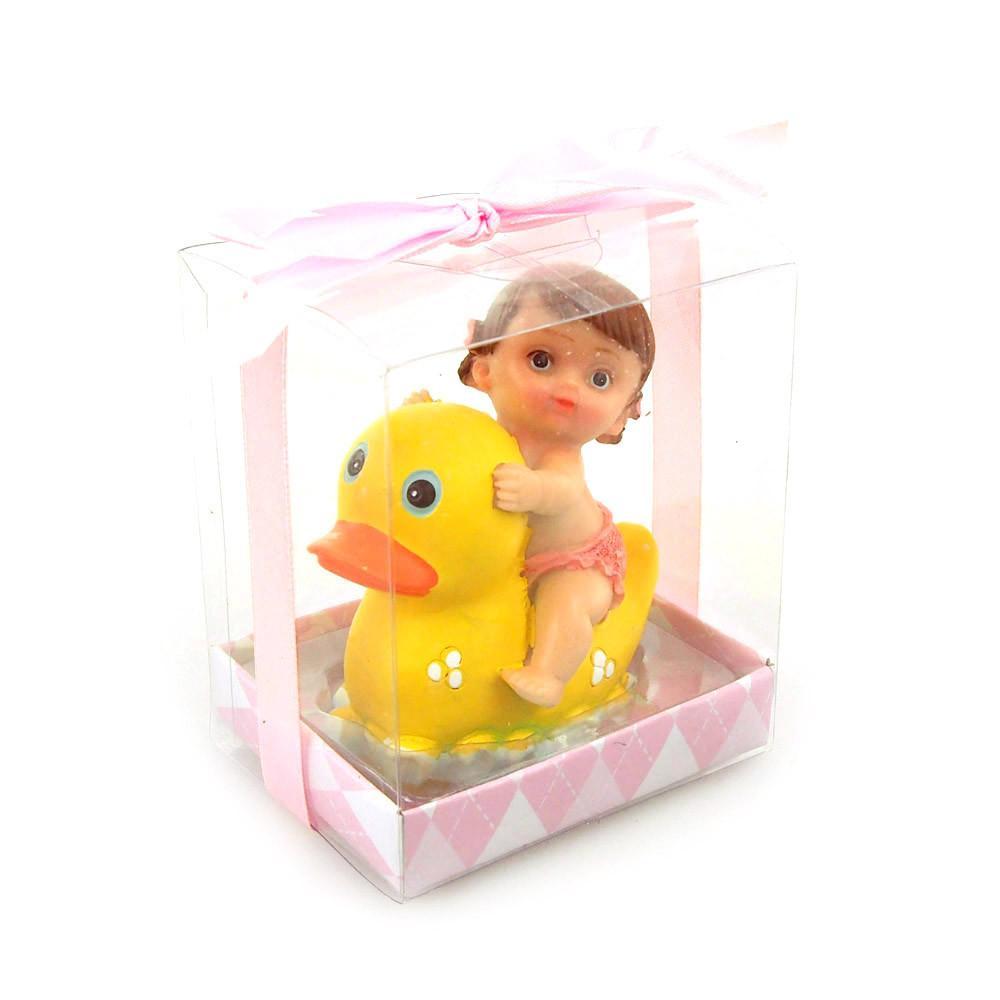 Baby Favors Souvenir, 3-3/4-Inch, Baby and Duck, Light Pink