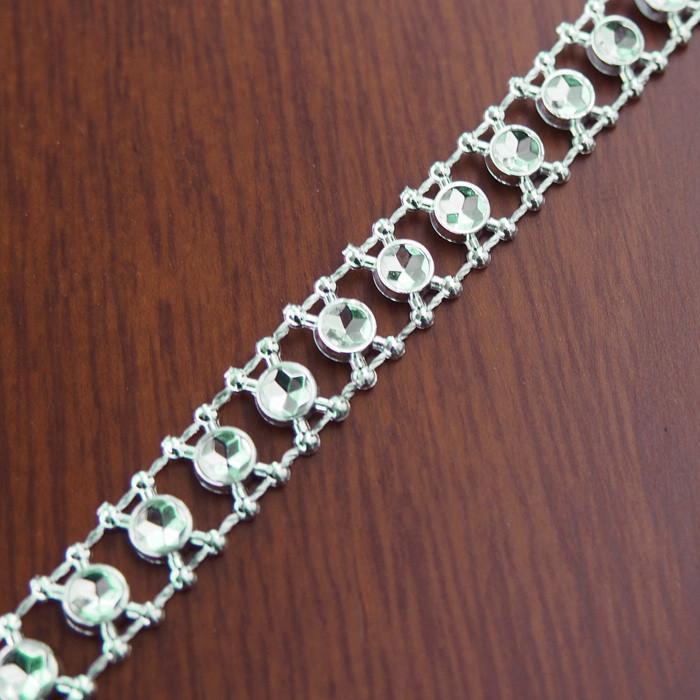 Bead Rhinestone Banding Trim Strand, 9mm, 10-yard