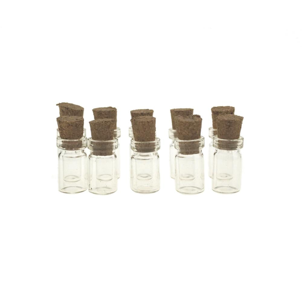 Clear Mini Cork Jar Glass Bottles, 1-Inch, 48-Count