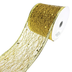 Glitter Web Netting Wired Edge Christmas Ribbon, 2-1/2-Inch, 10-Yard