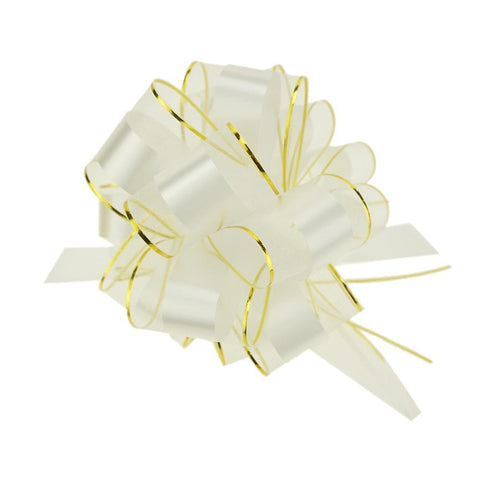 Sheer with Satin Pull Bow, White, 8-Inch