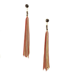 Long Metal Tassel Dangle Earrings, 4-1/2-Inch