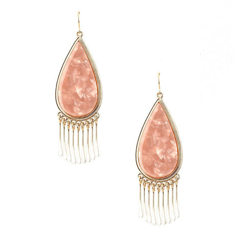 Gemstone Tear Drop Earrings, Pink, 2-1/2-Inch