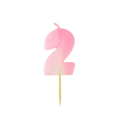 Number 2 Glittered Birthday Candle, 1-3/4-inch