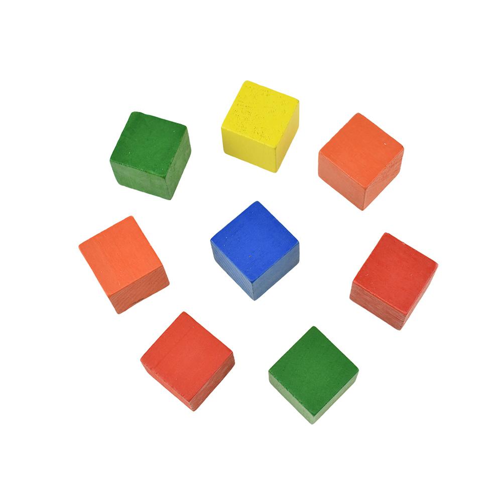 Colorful Wooden Cube Blocks, 1-Inch, 8-Piece