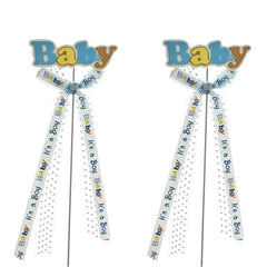 Baby Shower "Baby" Pick With Bow, 9-3/4-Inch, 2-Count