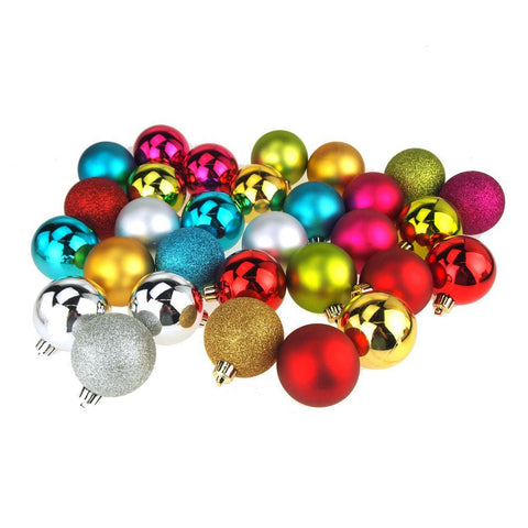 Decorative Orb Ornaments, 2-Inch, 30-Piece, Assorted Colors