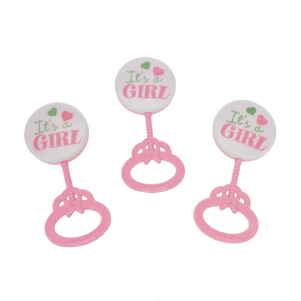 Baby Shower Baby Rattle Party Favors, 3-1/2-Inch, 3-Count