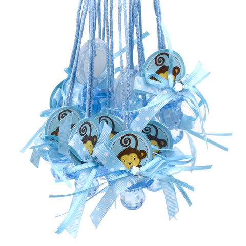 Baby Pacifier "Don't Say Baby" Monkey Favor Necklace, Blue, 24-Count