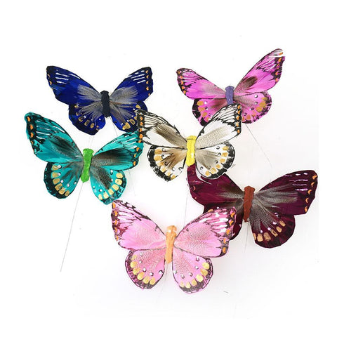 Bright Feather Butterfly Floral Accents, 5-Inch, 12-Piece