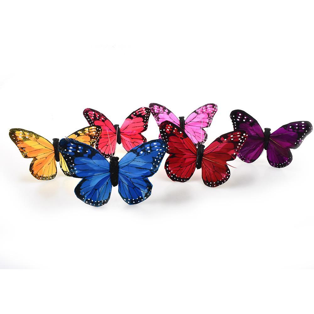 Feather Butterfly Floral Accents, 5-Inch, 12-Piece