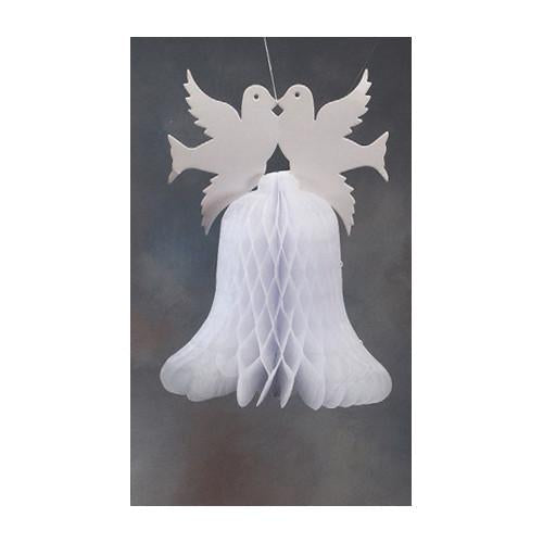 Paper Honeycomb Decor, 12-inch, Single Bell w/ Doves