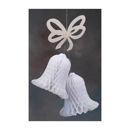Paper Honeycomb Decor, 17-inch, Double Bells w/ Bow Tie