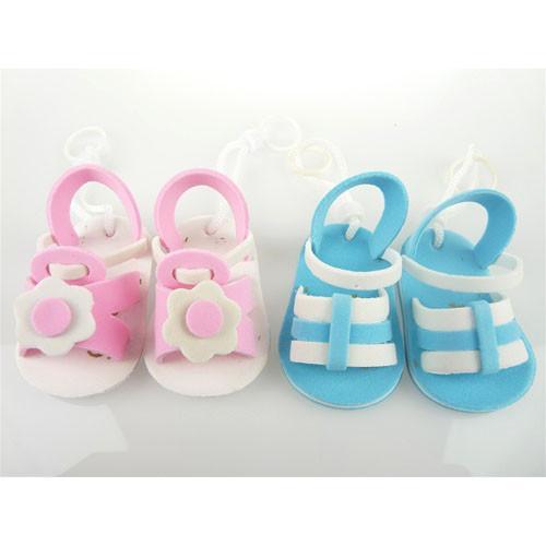Baby Slippers Foam Decor, 2-1/2-Inch, 12-Piece, Light Blue