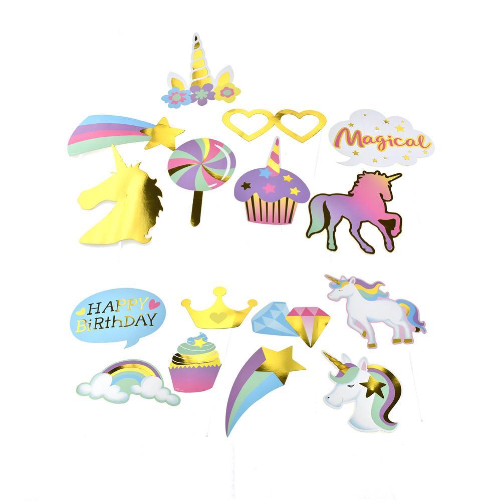 Unicorn and Rainbow Photo Props, 16-Piece