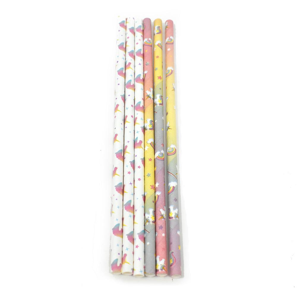 Unicorn and Rainbow Paper Straws, 7-3/4-Inch, 32-Piece