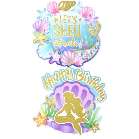 3D Glitter Mermaid Party Cut Outs, 12-Inch, 2-Piece