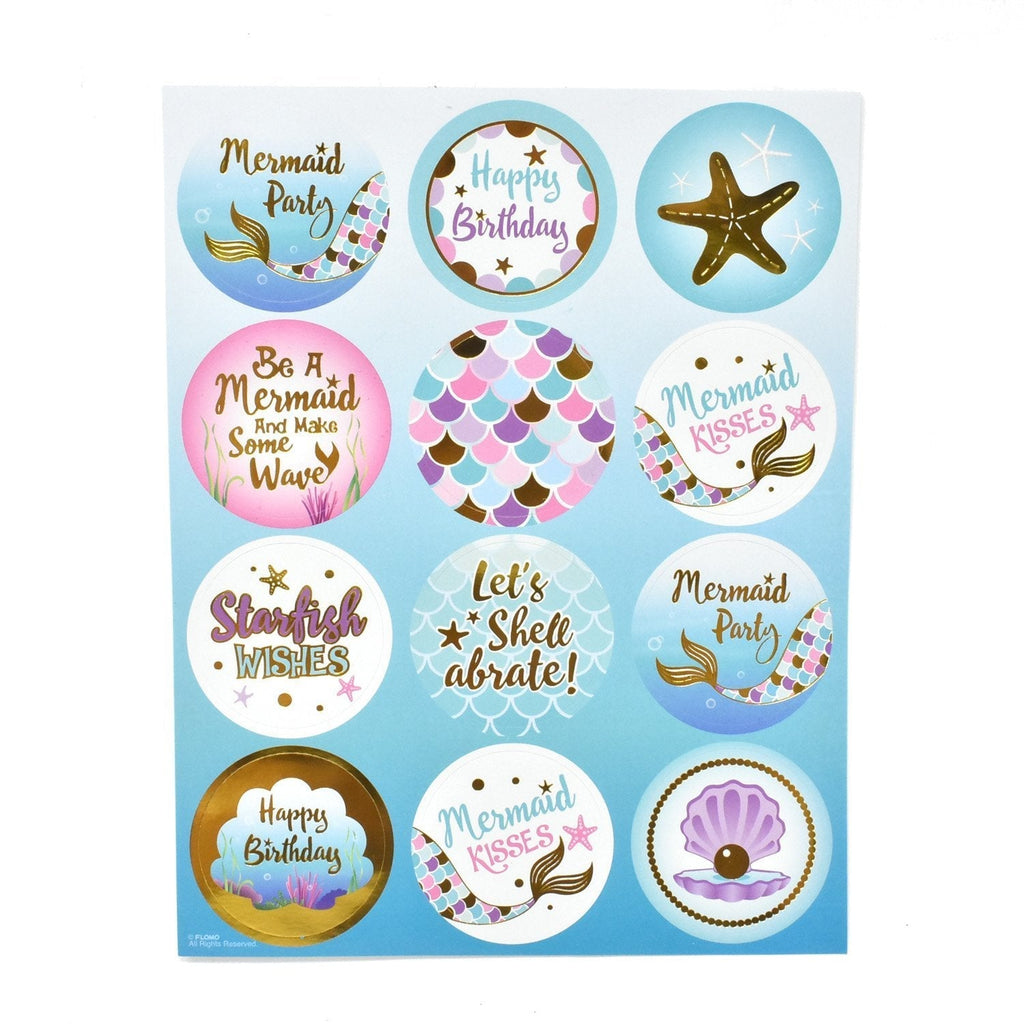 Mermaid Party Variety Sticker Set, 1-1/2-Inch, 72-Count