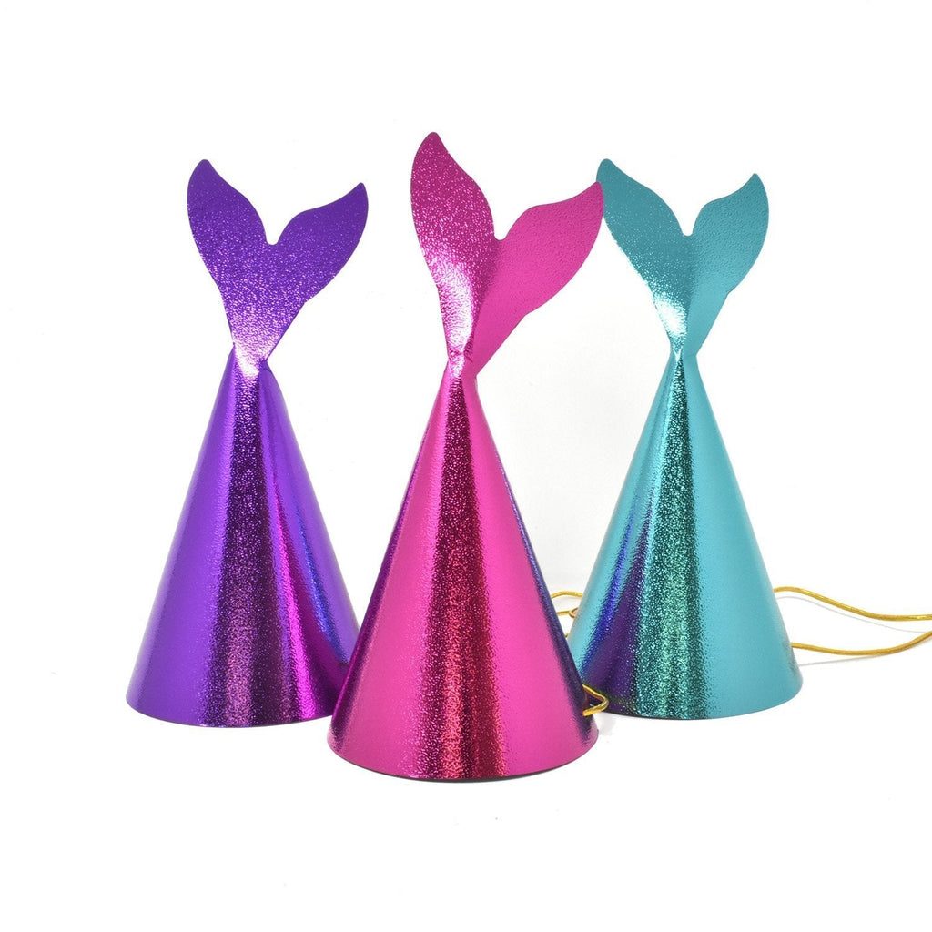 Legendary Mermaid Embossed Party Hats, 8-1/4-Inch, 12-Count