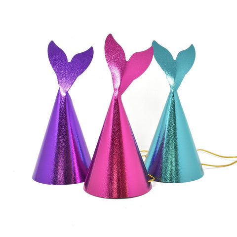 Legendary Mermaid Embossed Party Hats, 8-1/4-Inch, 12-Count