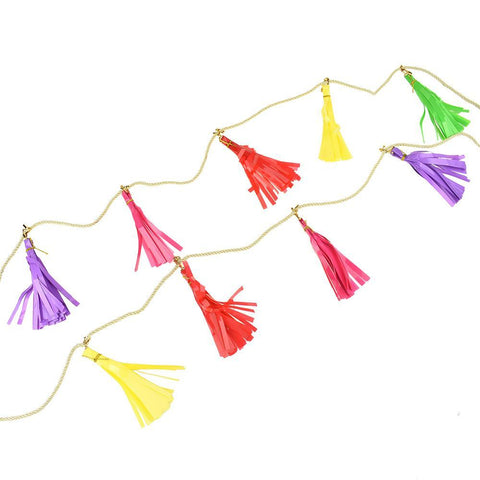 Rainbow Tinsel Tassel Banner, 6-Feet