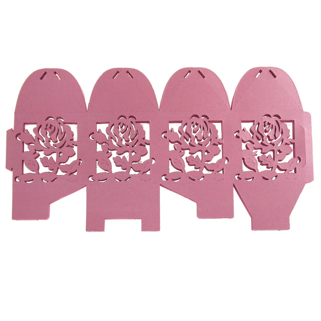 Laser Cut Favor Boxes, Rose, 2-Inch, 12-Piece, Pink