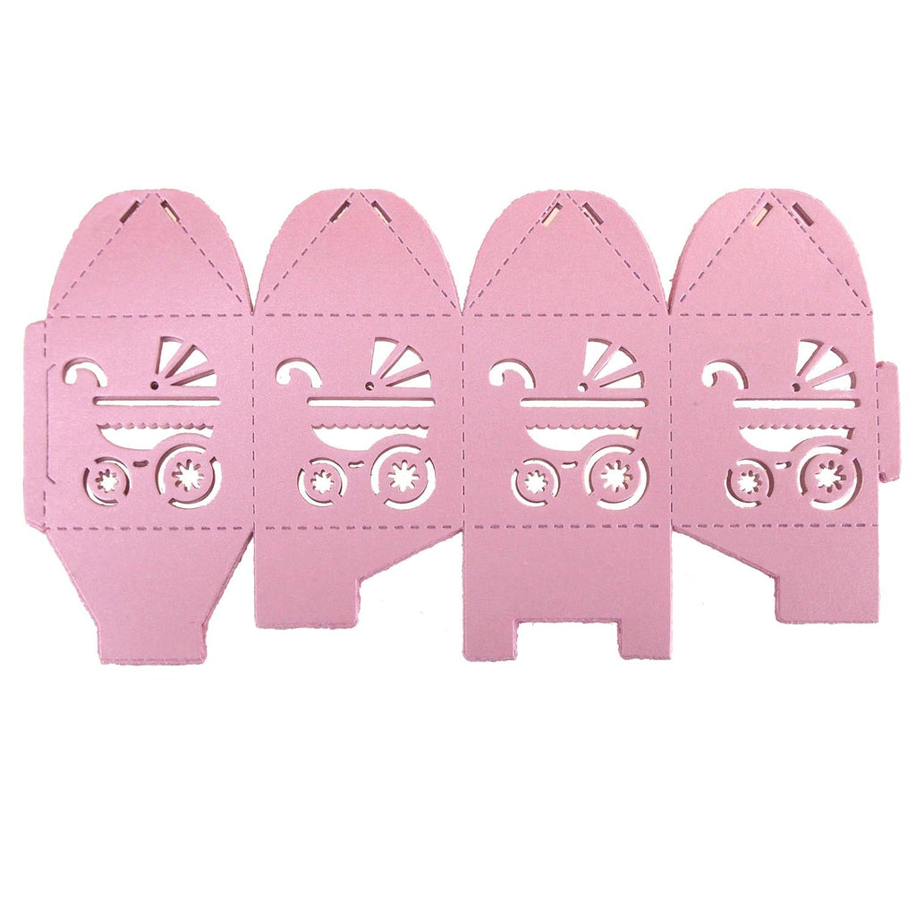 Laser Cut Favor Boxes, Baby Stroller, 2-Inch, 12-Piece, Pink