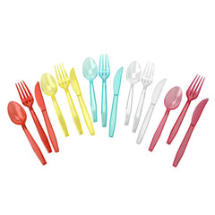 Transparent Plastic Cutlery, Assorted Sizes, 24-Piece