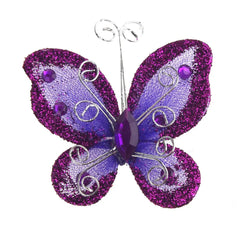 Organza Nylon Glitter Butterflies, 3-inch, 20-Piece