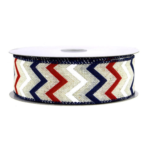 Chevron Canvas Ribbon, 10-yard, Red/White/Blue